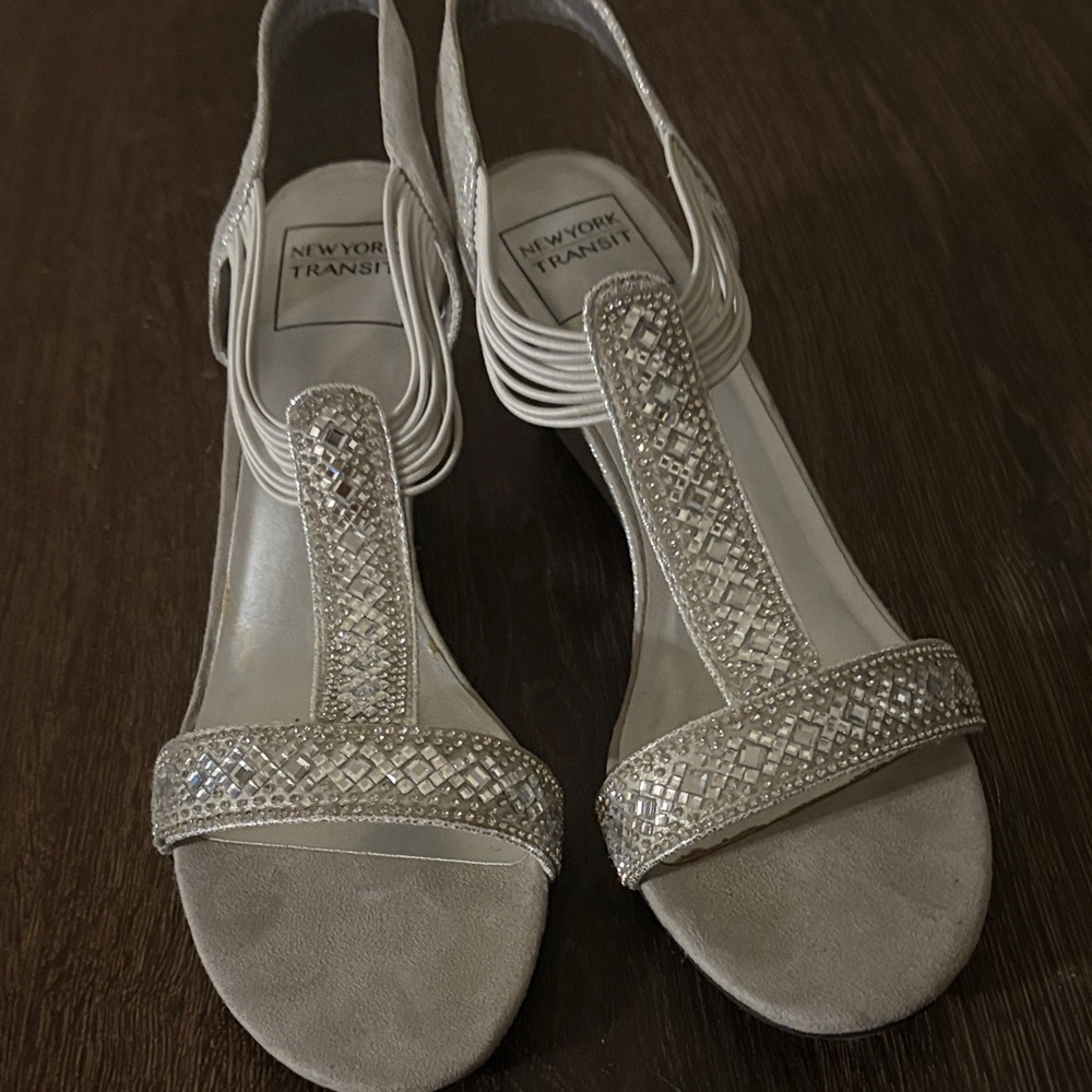 New York Transit Shimmering Silver Sandals